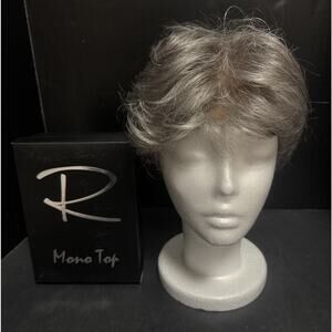 Jon Renau Mono Top Silver Gray Layered Short Cut Wig M Original Box